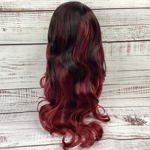 CT137 #TX/Redwine Womens Long Wavy Wig Classic Cap Adjustable Synthetic - Picture 3 of 7